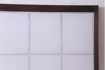 昭和中期　和の風情あふれる佇まいが魅力の摺り上げ雪見障子戸2枚セット(引き戸、擦り上げ障子戸、擦上障子戸、建具)
