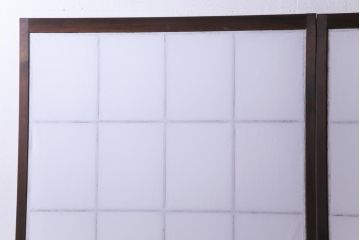 昭和中期　和の風情あふれる佇まいが魅力の摺り上げ雪見障子戸2枚セット(引き戸、擦り上げ障子戸、擦上障子戸、建具)
