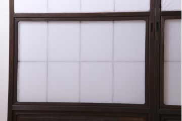 昭和中期　和の風情あふれる佇まいが魅力の摺り上げ雪見障子戸2枚セット(引き戸、擦り上げ障子戸、擦上障子戸、建具)