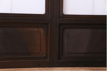 昭和中期　和の風情あふれる佇まいが魅力の摺り上げ雪見障子戸2枚セット(引き戸、擦り上げ障子戸、擦上障子戸、建具)