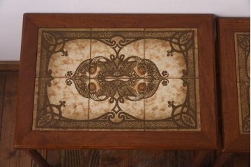 【K様ご成約品】北欧ビンテージ　デンマーク　TOFTEN社　タイルトップがおしゃれなチーク材のネストテーブル(サイドテーブル)