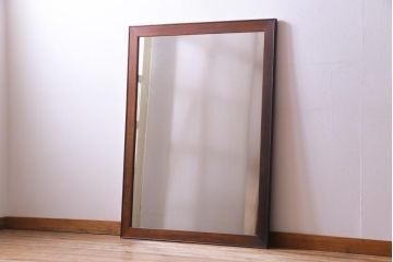 アンティーク雑貨　和製アンティーク　栗材　古い木の質感が味わい深い特大サイズのミラー(鏡、姿見)