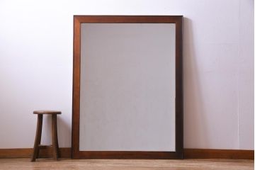 アンティーク雑貨　和製アンティーク　栗材　古い木の質感が味わい深い特大サイズのミラー(鏡、姿見)