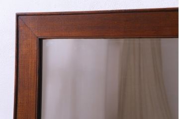 アンティーク雑貨　和製アンティーク　栗材　古い木の質感が味わい深い特大サイズのミラー(鏡、姿見)