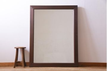 アンティーク雑貨　和製アンティーク　松材　古い木の質感が味わい深い特大サイズのミラー(鏡、姿見)