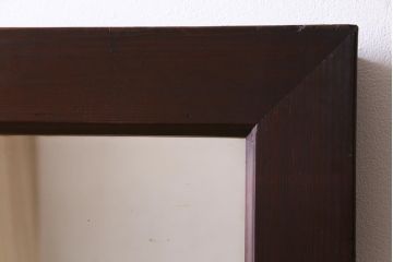 アンティーク雑貨　和製アンティーク　松材　古い木の質感が味わい深い特大サイズのミラー(鏡、姿見)