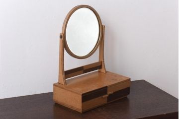 アンティーク雑貨　昭和レトロ　チェッカー模様が可愛らしい姫鏡台(卓上鏡台、ミラー)