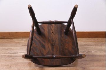中古　北海道民芸家具　上品なデザインのアームチェア(ダイニングチェア、椅子)