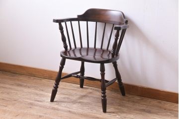 中古　松本民芸家具　ローバックの#91型キャプテンチェア(アームチェア、椅子)(定価約11万円)(3)