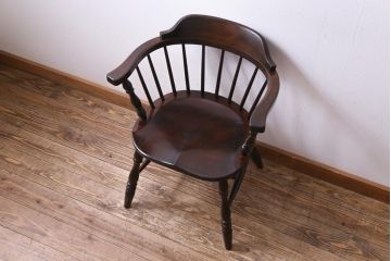 中古　松本民芸家具　ローバックの#91型キャプテンチェア(アームチェア、椅子)(定価約11万円)(3)