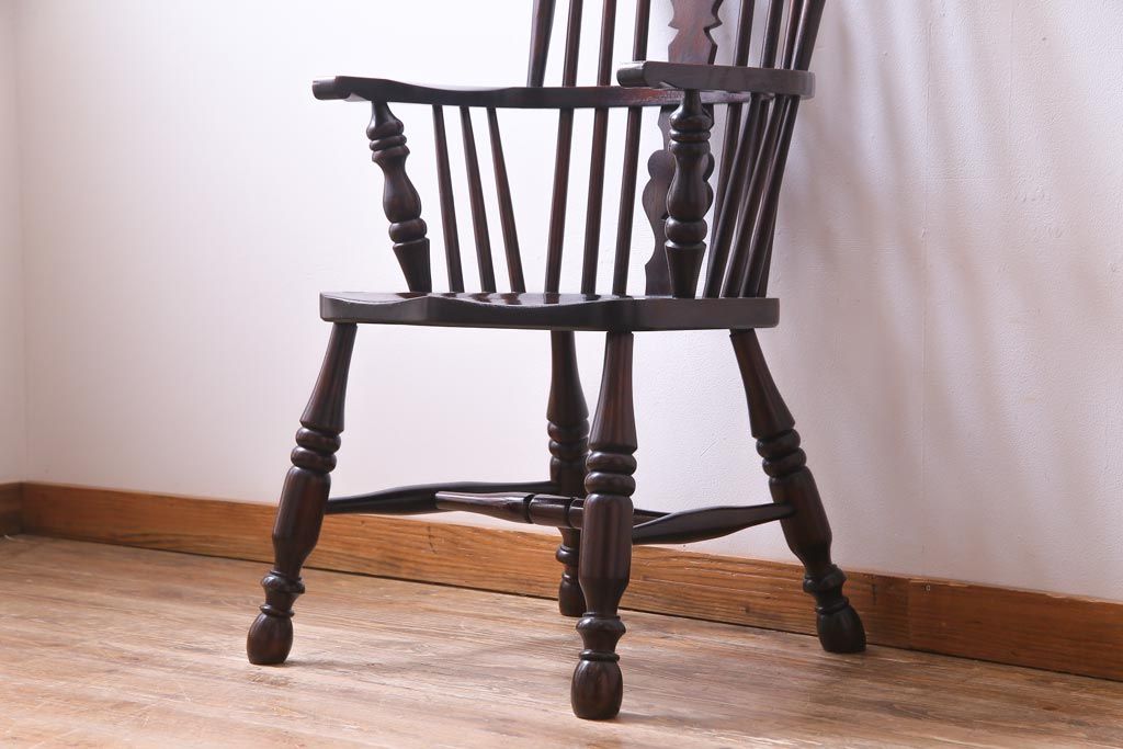 中古美品　九州民芸家具　クラシカルな空間に馴染むアームチェア(ワークチェア)