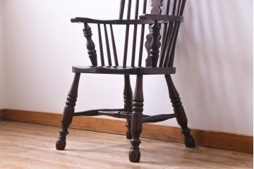 中古美品　九州民芸家具　クラシカルな空間に馴染むアームチェア(ワークチェア)