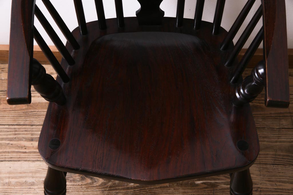 中古美品　九州民芸家具　クラシカルな空間に馴染むアームチェア(ワークチェア)