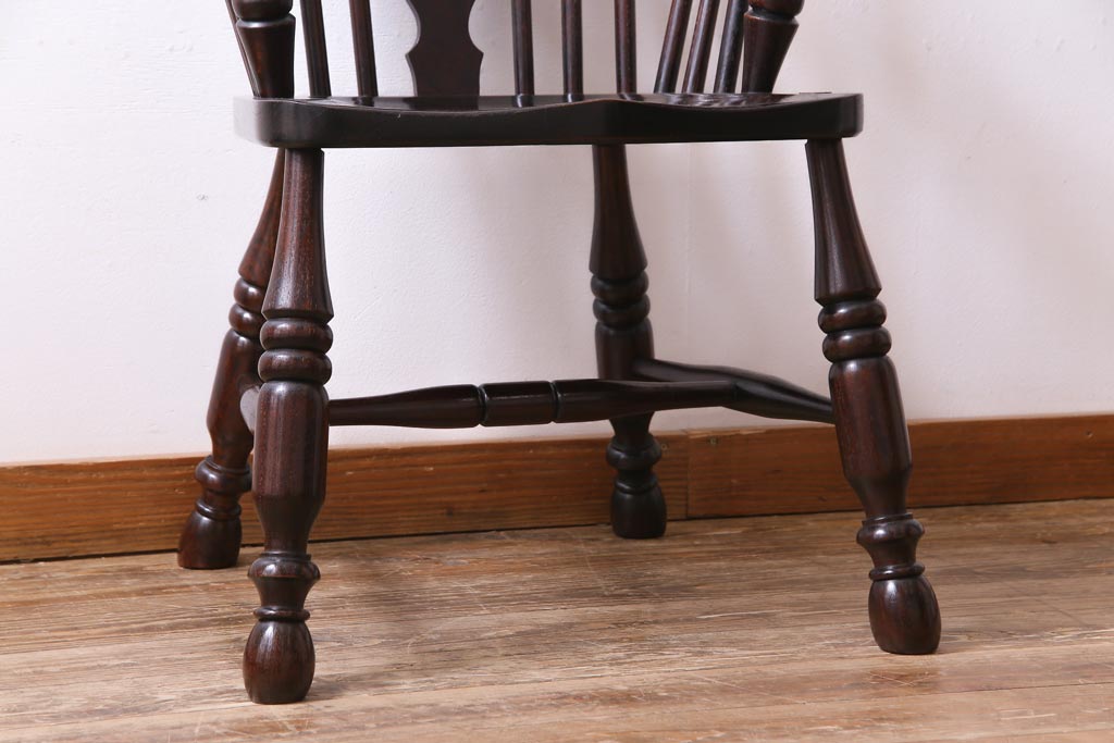 中古美品　九州民芸家具　クラシカルな空間に馴染むアームチェア(ワークチェア)