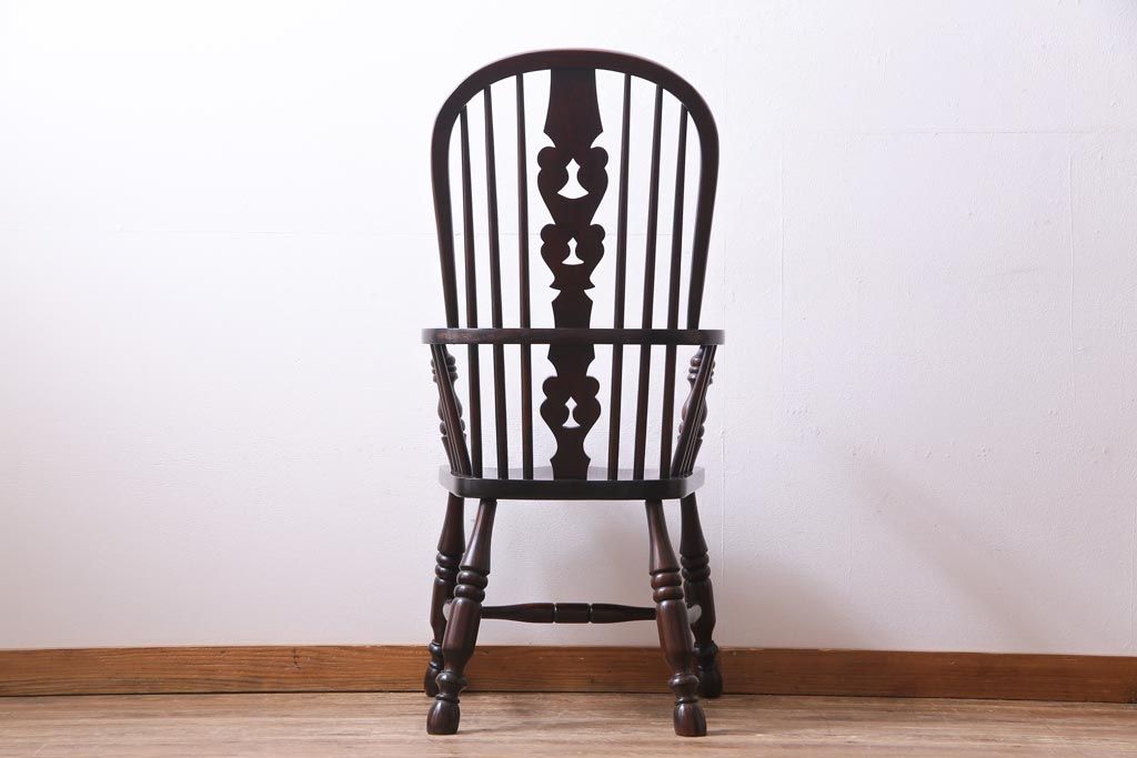 中古美品　九州民芸家具　クラシカルな空間に馴染むアームチェア(ワークチェア)