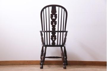 中古美品　九州民芸家具　クラシカルな空間に馴染むアームチェア(ワークチェア)