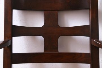 中古美品　松本民芸家具　ラッシ座面が目を引くSP十字アームチェア(ラッシチェア、椅子)(2)