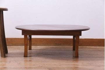 レトロ家具　昭和初期　栓材　温もり溢れるレトロな丸ちゃぶ台(座卓、ローテーブル)