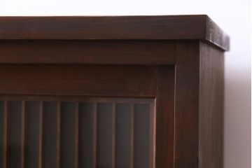 ラフジュ工房オリジナル　リメイク家具　組子　書院戸を取り入れた和モダンなガラス戸棚(収納棚、サイドボード)