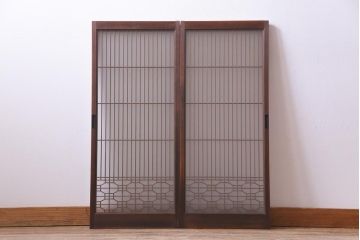ラフジュ工房オリジナル　リメイク家具　組子　書院戸を取り入れた和モダンなガラス戸棚(収納棚、サイドボード)