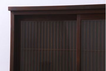 ラフジュ工房オリジナル　リメイク家具　組子　書院戸を取り入れた和モダンなガラス戸棚(収納棚、サイドボード)