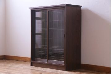ラフジュ工房オリジナル　リメイク家具　アンティークの書院戸を使った戸棚(ガラス戸棚、収納棚、サイドボード)