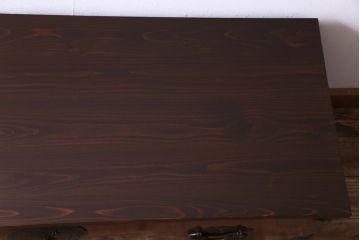 アンティーク家具　和製アンティーク　リメイク　前面栗材　桜丸金具　漆塗りが上品な印象を与える米沢箪笥ローボード(ローチェスト、引き出し)