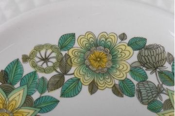 スペイン　PONTESA(ポンテサ)　グリーンの花柄が可愛らしいビンテージのプレート2点セット(中皿、洋食器)(1)