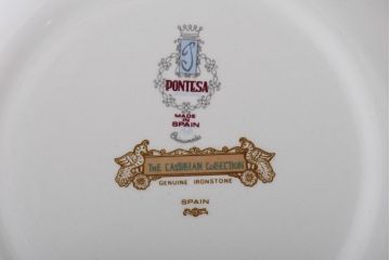 スペイン　PONTESA(ポンテサ)　グリーンの花柄が可愛らしいビンテージのプレート2点セット(中皿、洋食器)(1)