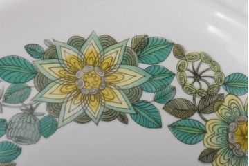 スペイン　PONTESA(ポンテサ)　グリーンの花柄が可愛らしいビンテージのプレート2点セット(中皿、洋食器)(2)