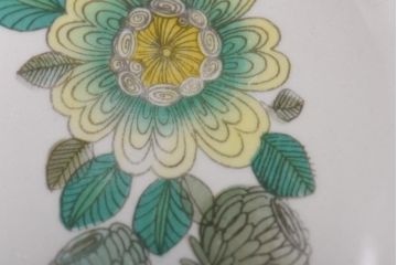 スペイン　PONTESA(ポンテサ)　グリーンの花柄が可愛らしいビンテージのプレート2点セット(中皿、洋食器)(2)