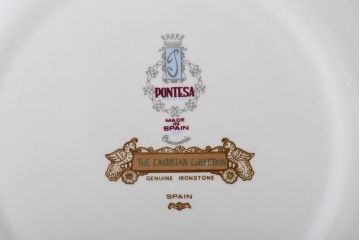 スペイン　PONTESA(ポンテサ)　グリーンの花柄が可愛らしいビンテージのプレート2点セット(中皿、洋食器)(2)