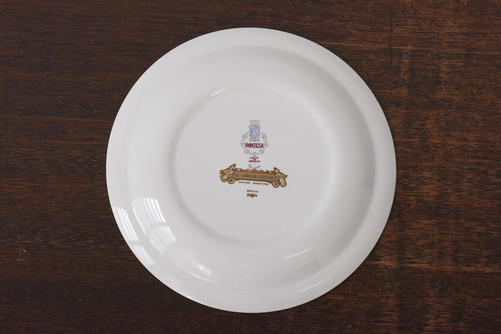 スペイン　PONTESA(ポンテサ)　グリーンの花柄が可愛らしいビンテージのプレート2点セット(中皿、洋食器)(3)