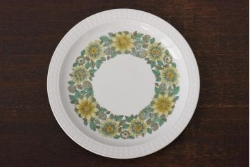 スペイン　PONTESA(ポンテサ)　グリーンの花柄が可愛らしいビンテージのプレート・大2点セット(大皿、洋食器)(1)