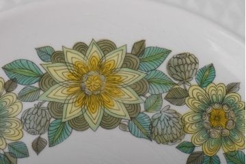 スペイン　PONTESA(ポンテサ)　グリーンの花柄が可愛らしいビンテージのプレート・大2点セット(大皿、洋食器)(1)