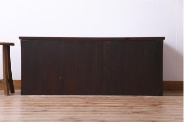 アンティーク家具　和製アンティーク　桜丸金具　漆塗り　和モダンの雰囲気漂う米沢箪笥ローボード(和タンス、ローボード、リビングボード、引き出し)