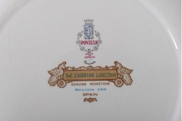 スペイン　PONTESA(ポンテサ)　グリーンの花柄が可愛らしいビンテージのプレート・大2点セット(大皿、洋食器)(2)