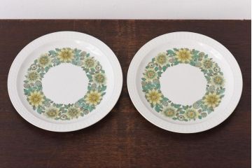 スペイン　PONTESA(ポンテサ)　グリーンの花柄が可愛らしいビンテージのプレート・大2点セット(大皿、洋食器)(3)