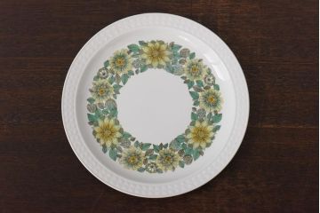 スペイン　PONTESA(ポンテサ)　グリーンの花柄が可愛らしいビンテージのプレート・大2点セット(大皿、洋食器)(3)