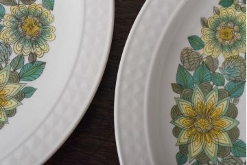スペイン　PONTESA(ポンテサ)　グリーンの花柄が可愛らしいビンテージのプレート・大2点セット(大皿、洋食器)(3)