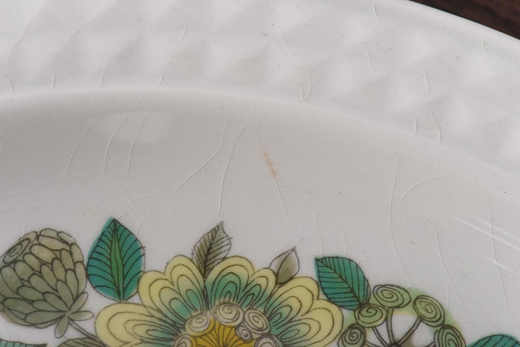 スペイン　PONTESA(ポンテサ)　グリーンの花柄が可愛らしいビンテージのプレート・大2点セット(大皿、洋食器)(3)