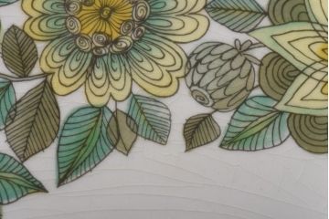 スペイン　PONTESA(ポンテサ)　グリーンの花柄が可愛らしいビンテージのプレート・大2点セット(大皿、洋食器)(3)