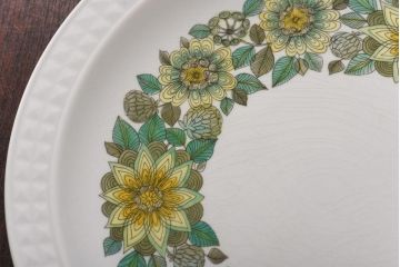 スペイン　PONTESA(ポンテサ)　グリーンの花柄が可愛らしいビンテージのプレート・大2点セット(大皿、洋食器)(3)