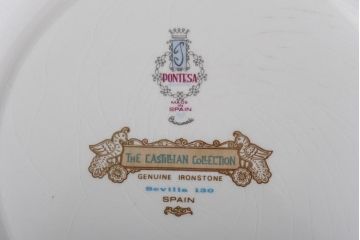 スペイン　PONTESA(ポンテサ)　グリーンの花柄が可愛らしいビンテージのプレート・大2点セット(大皿、洋食器)(3)