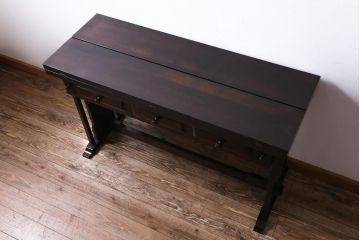 ビンテージ　神居民芸　珍しいデザインが目を引くエクステンションテーブル(ダイニングテーブル)