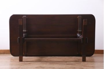 中古　松本民芸家具　シックな4人掛けT型食卓(ダイニングテーブル)(定価約37万円)(1)