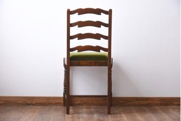 アンティーク家具　イギリスアンティーク　背もたれが特徴的なオーク材製のダイニングチェア(ワークチェア、椅子)(1)