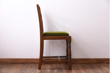 アンティーク家具　イギリスアンティーク　背もたれが特徴的なオーク材製のダイニングチェア(ワークチェア、椅子)(2)