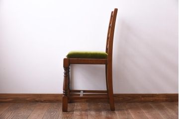 アンティーク家具　イギリスアンティーク　背もたれが特徴的なオーク材製のダイニングチェア(ワークチェア、椅子)(2)