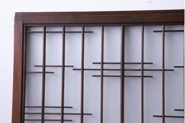 昭和レトロ　幅狭　シンプルな組子風デザインのガラス戸(引き戸、建具)4枚セット